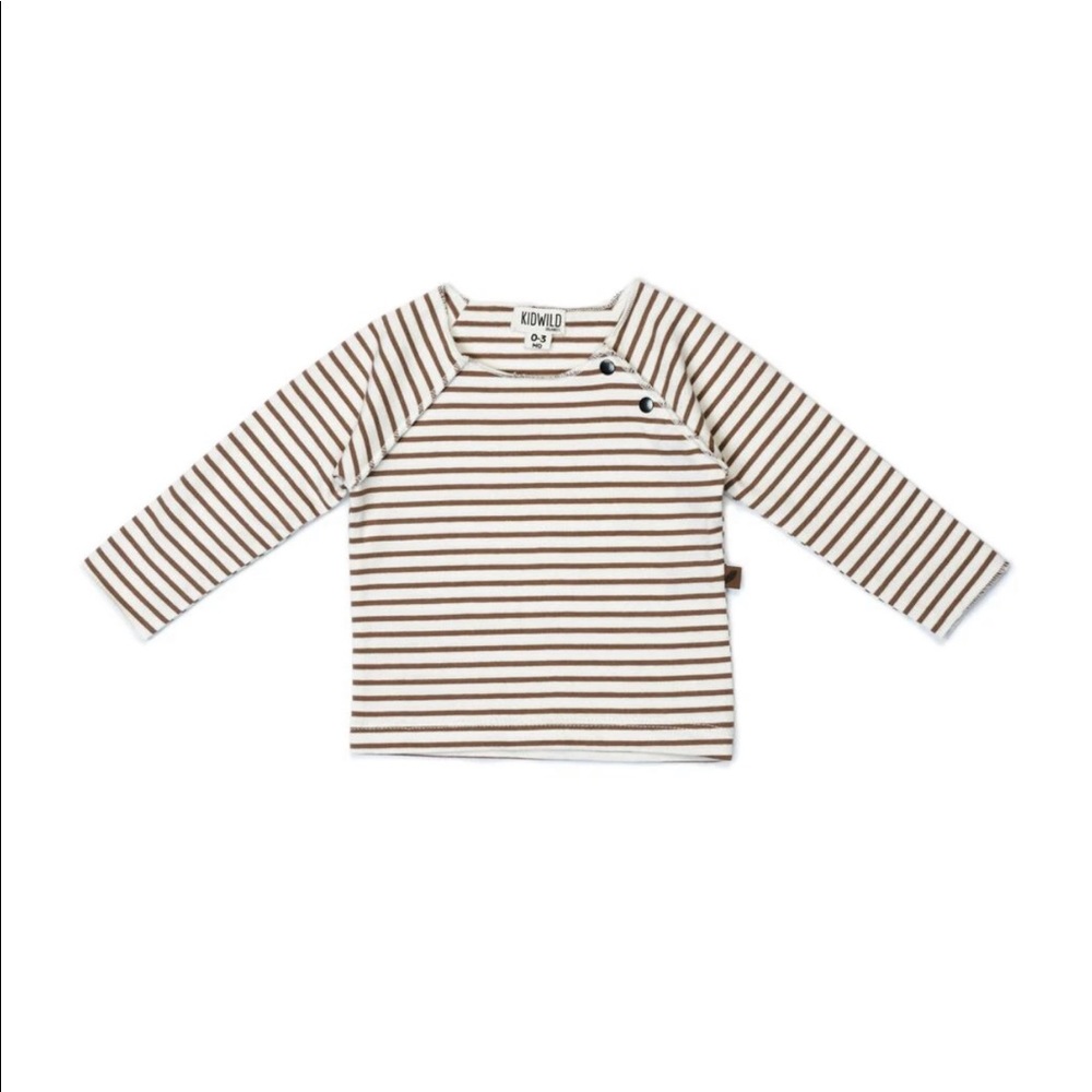 KidWild L/S Raw Edge T Caramel Stripe 6-12 M